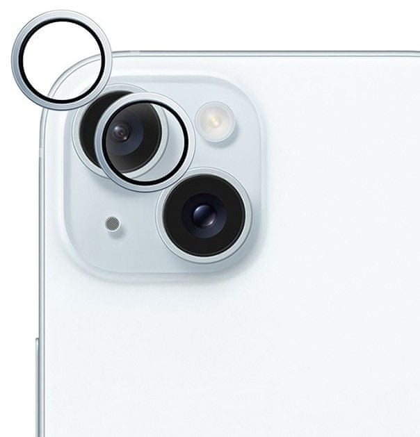 EPICO hliníkové ochranné sklo na šošovky fotoaparátu pre iPhone 15 / 15 Plus 81112151600001 - modrá